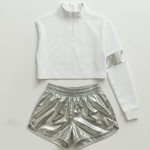 Silver short shorts with pockets - Picture 1 of 4